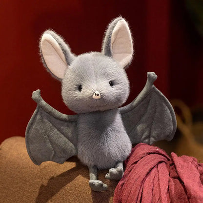 Cute Grey Bat Plush Toy Soft Stuffed Animal Doll Kawaii Bat Pillow Halloween Gift Decoration For Kids Girls Boys