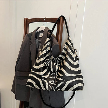 SHELKSBAG Designers Luxury Women Bags 2025 Fashion Zebra Stripes Handbag Large Capacity High Quality Chic Novelty Shoulder Bag
