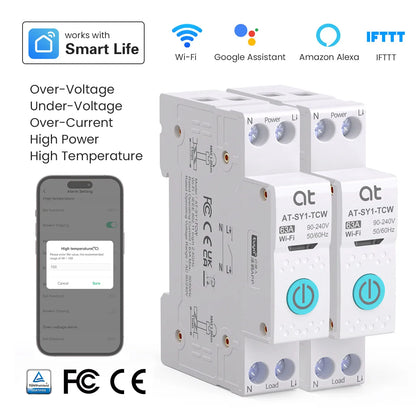 Tuya WiFi Smart Circuit Breaker DIN Rail for Smart Home Wireless Remote Control WiFi Switch 1P 63A by smart life APP