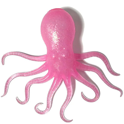 Glitter Octopus Squishy Toy Soft Stress Relief Fidget Toy Squeeze Jellyfish Squishy Compression Decompression Toy for Kid Adults
