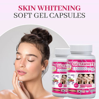 Gluta White 1500000mg Skin Whitening & Antioxidant Detox Supplement for Women & Men, Aging Defense, Blood Balance, Immune Health