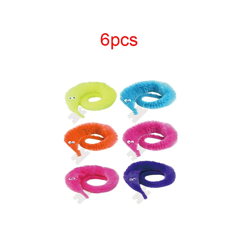 Fuzzy Magic Worm Trick Toys For Kids Wiggly Twisty Worm On a Invisible String Carnival Party Favors Children Magic Props