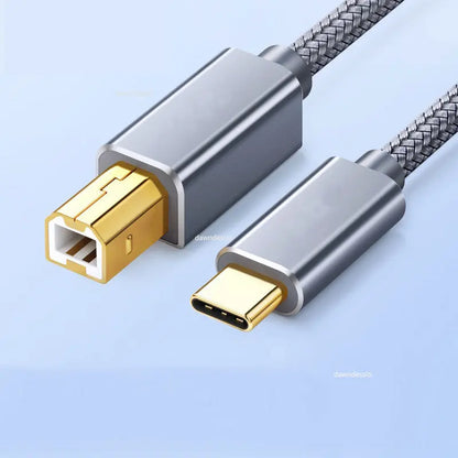 Kabel USB C do USB B 2.0 do drukarki, pleciony kabel do drukarki/skanera Epson HP Canon Brother MacBook Pro Samsung MIDI Controller