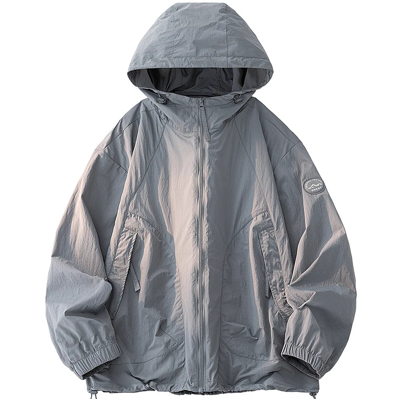 Summer Men's Hooded Sunscreen Jacket UPF50+ Ultra Thin Zipper Pocket Windbreaker Elastic Cuffs Outdoor Hiking Fishing Skin Coats