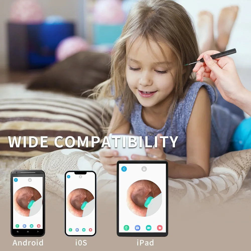 Smart Ear Wax Cleaner with Camera 3.5mm Earpick Otoscope Visual Ear Camera Health Care Ear Cleaner for iPhone, iPad, Android