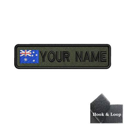 1PC 10cmX2.5cm Custom Name Flag Patch Badge Iron On Hook Loop Army green Netherlands Germany Russia France Belgium Italy Spain