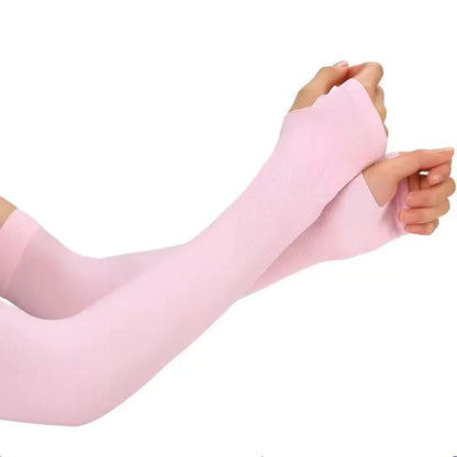 UV  Ice Silk Hand Protector Cover Long Gloves Sunscreen Half Finger Sleeves For Sunbathing Hiking Summer