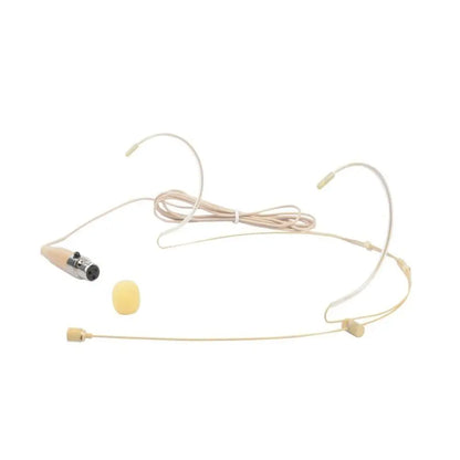 Beige Headset Mic Wireless Double Earhook Headworn Microphone 3.5mm 3 Pin Amplifier Voice Speaker Microphone Accessories