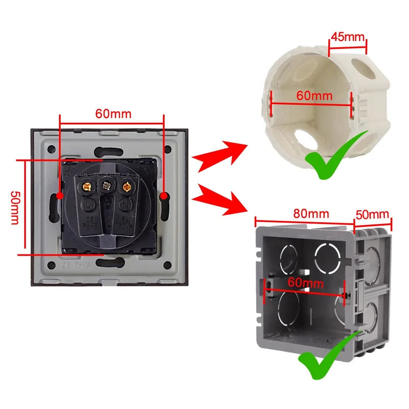 Bingoelec Grey Smart Light Switch and WiFi Wall Socket with Crystal Glass Panel Switches with Sockets Home Improvement