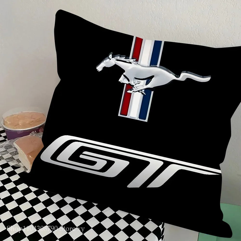 1pc Car Fashion F-Ford M-MustangS Logo  Pillow Bedroom Sofa Leisure Comfort Cushion Car Living Room Home Decoration
