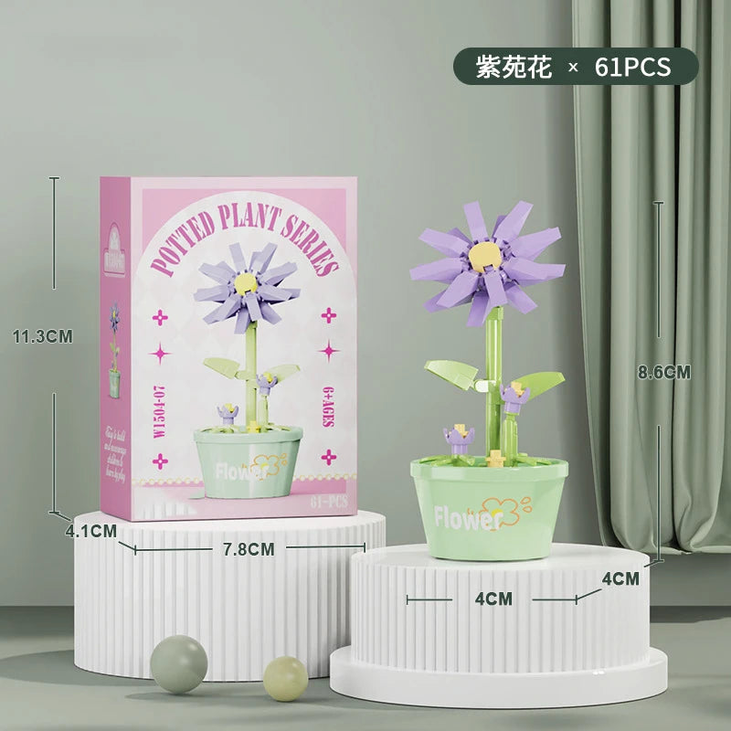 Bouquet Flower Mini Diy Building Block Toys for Children Bricks Blocks for Adults Constructor Micro Bricks Construction Set Gift