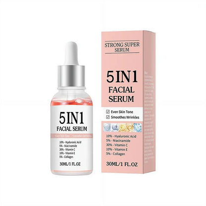 5 In 1 Face Serum Anti-Wrinkle Brightening Vitamin C Niacinamide Hyaluronic Acid Moisturizing Firming Facial Skin Care Essence