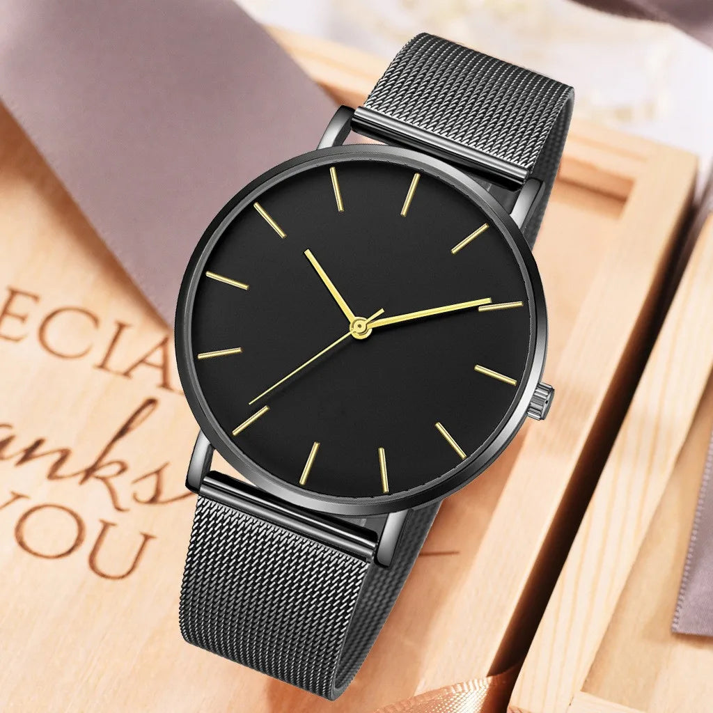 Ultra-thin Fashion Watch Women Luxury Metal Mesh Belt Ladies Quartz Wristwatches Minimalist Elegant Woman Watches reloj mujer