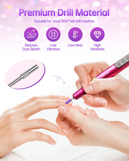 180/240 Fine Grit Small Nail Sanding Bands for Nail Drill, 80 Pcs Nail File Sanding Bands with Drill Bits for Manicure Pedicure