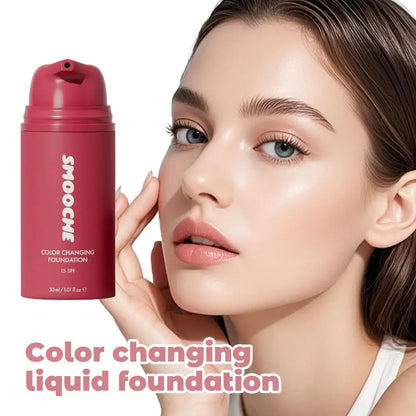 Color Changing Foundation Liquid Moisturizing Face Makeup Base Full Coverage Concealer Cream for Women Flawless Beauty Cosmetics