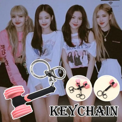 Bp Fan Support Stick Keychain Kpop Popular Girl Group Love Hammer Keychain Girl Group Star Concert Black Fan Key Chains