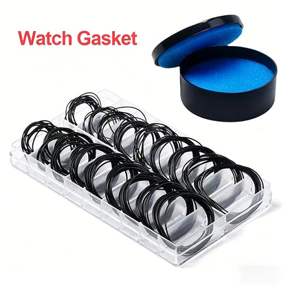 200Pcs Waterproof Watchmaker O-Ring Gaskets Thickness Seals Repair Tools Rubber Watch Back Case Crown with Grease Seal Lubricant