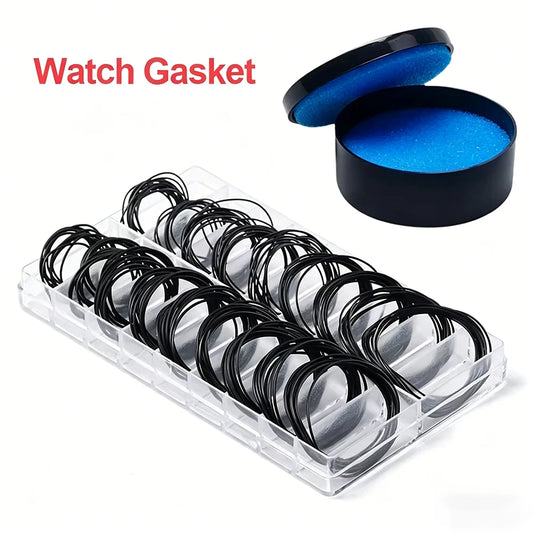 200Pcs Waterproof Watchmaker O-Ring Gaskets Thickness Seals Repair Tools Rubber Watch Back Case Crown with Grease Seal Lubricant