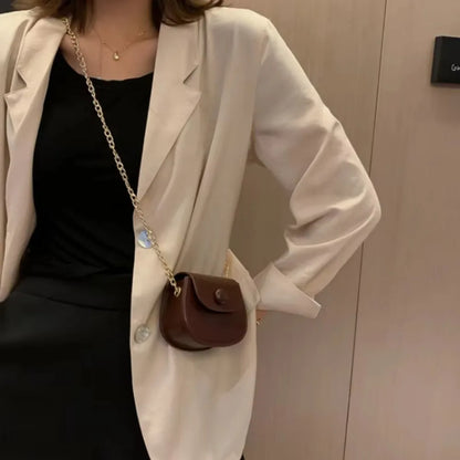 Mini Fashion Saddle Bag Chain Crossbody Bag Coffee Black Yellow Children's Small Cross Body Bags Earphone Lipstick Storage Bags