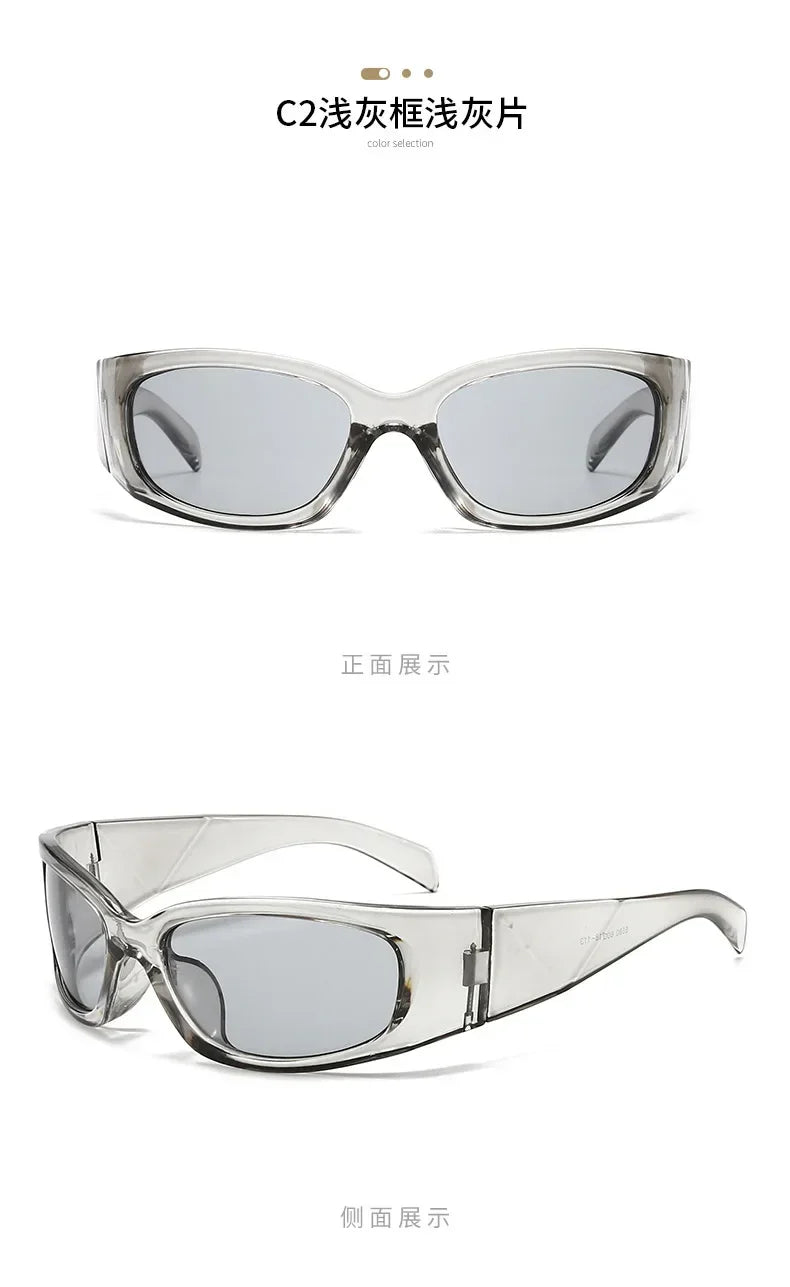 New Y2K Silver Sunglasses Out Future Sense Of Technology Hot Girls Net Red Sun Glasses Women Glasses Trendy Men UV Eyewear