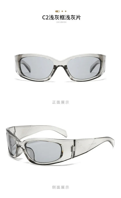 New Y2K Silver Sunglasses Out Future Sense Of Technology Hot Girls Net Red Sun Glasses Women Glasses Trendy Men UV Eyewear