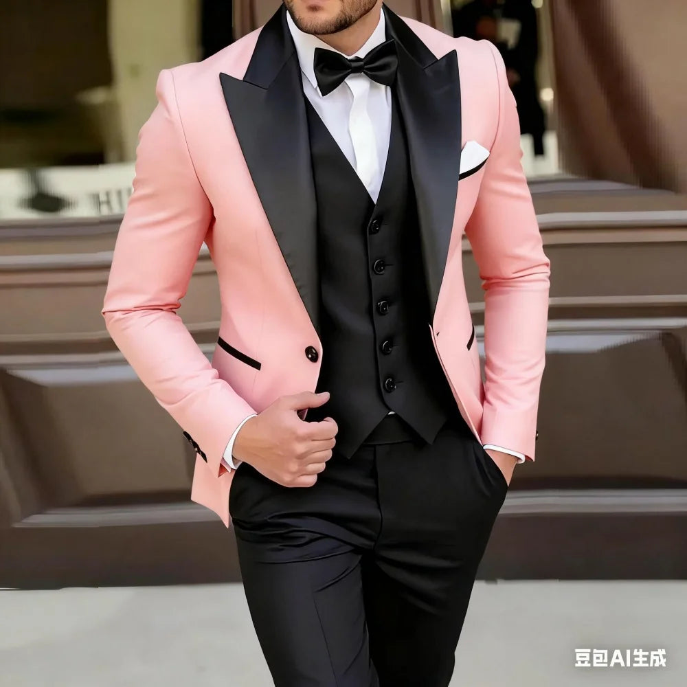 Men's Green And Black Formal Terno Set of 3 Pieces Blazer Wedding Groomsmen Suit Ideal for Wedding Ceremony And Dance