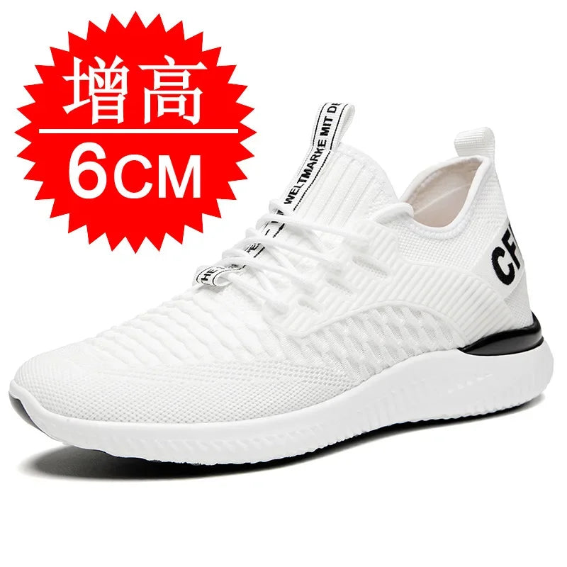 Men Breathable Height Increase Shoes  Lightweight Sneakers Invisible Height Increase Shoes 8cm Breathable Mesh Sneakers10cm