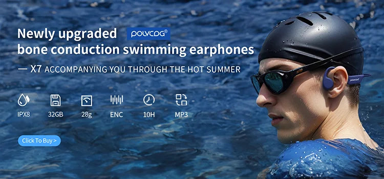 POLVCDG Bone Conduction Headset X7 IPX8 32GB Bluetooth 5.3 Wireless Headset with microphone Waterproof Swim 2023 New