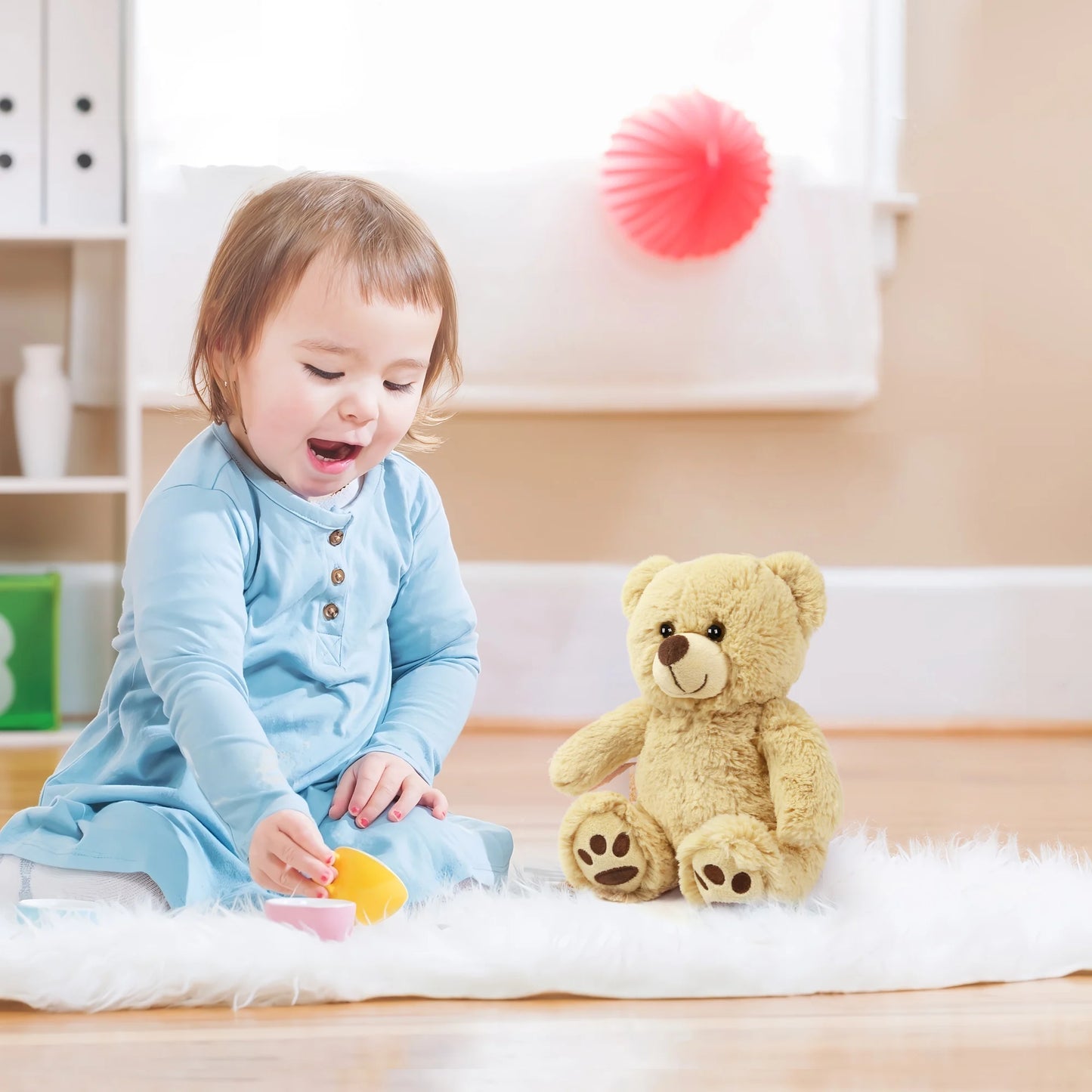 8'' Teddy Bear Stuffed Animals Brown Teddy Bear Plush Toy, Soft Plush Gifts for Kids Baby Toddlers on Baby Shower Christmas Gift
