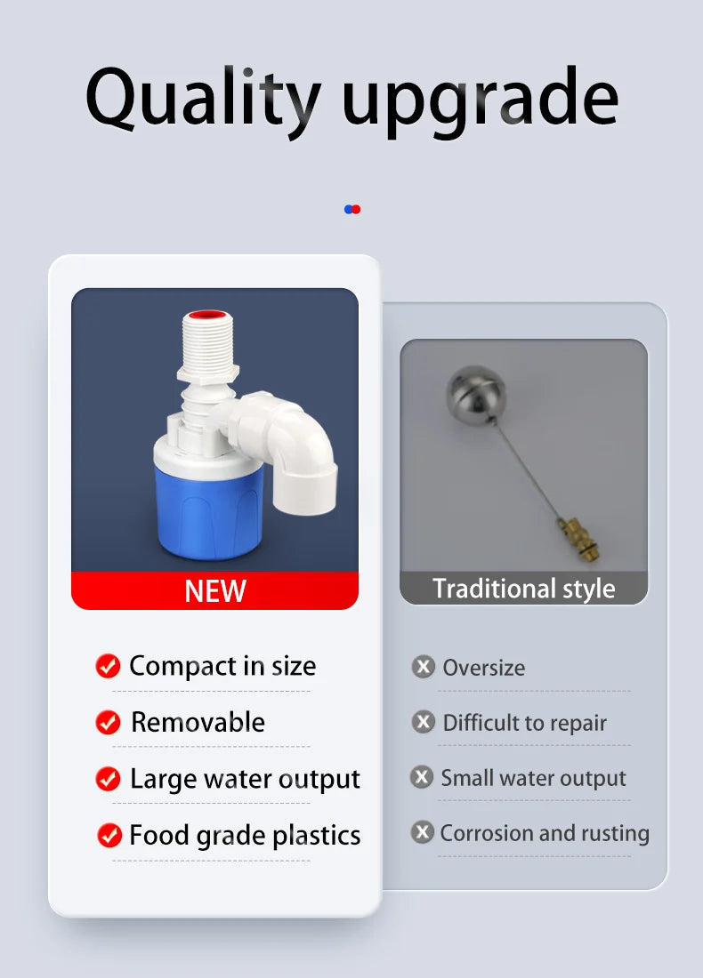 Automatic Water Level Control Valve 1/2" 3/4" 1" Water Shortage Self Opening Float Ball Valve Tank Tower Pool Float Switch Blue