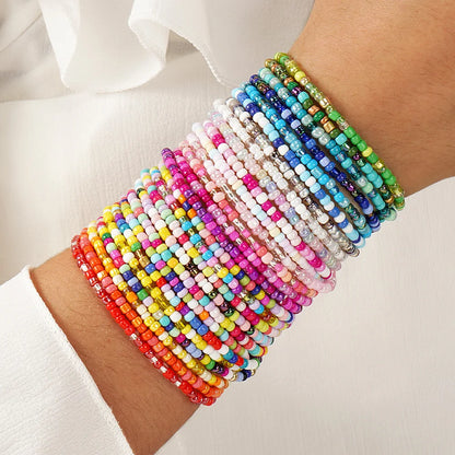 10/15/20/30/40pcs Colorful Rice Beads Bracelet Set For Women Candy Color Summer Vacation Beach Charm Jewelry Gift For Girls
