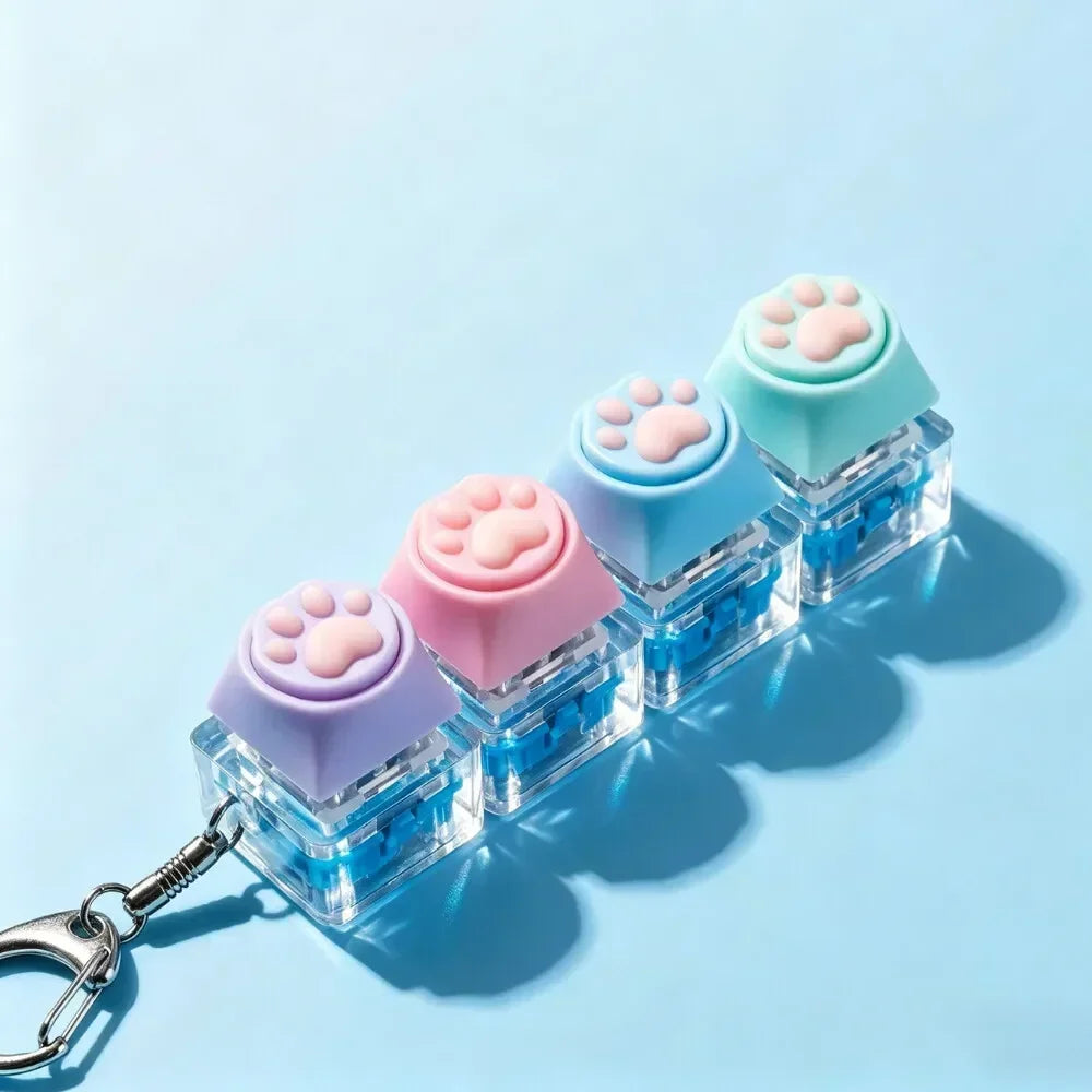 NEW LED Keyboard Keychain Fidget Toy Crystal Clicker Sensory Toy for Stress Relief Keyboard Keychain Fidget Gadget for Adults