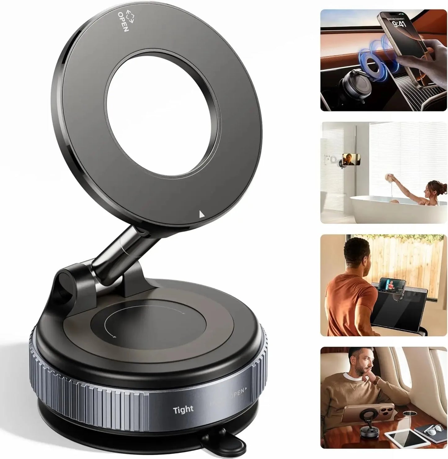 Car Mount Electric Vacuum Magnetic Holder 360° Adjustable Foldable Strong Suction Stand For GPS in Car For All Smartphones