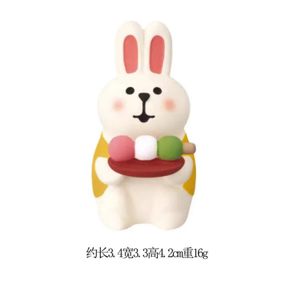 Sakura Series Miniature Zakka Japanese Style Cute Handmade Cat Rabbit Bird Figurines Resin Ornament Desktop Car Home Decor Gifts