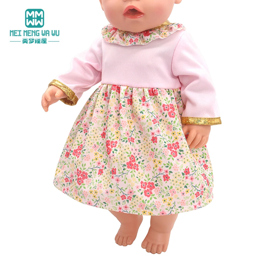 Fits 17-18inch American Doll and New Born Doll Clothes Fashion Dresses, Hooded Jumpsuit, Cardigan Strap Skirts Toys Gifts