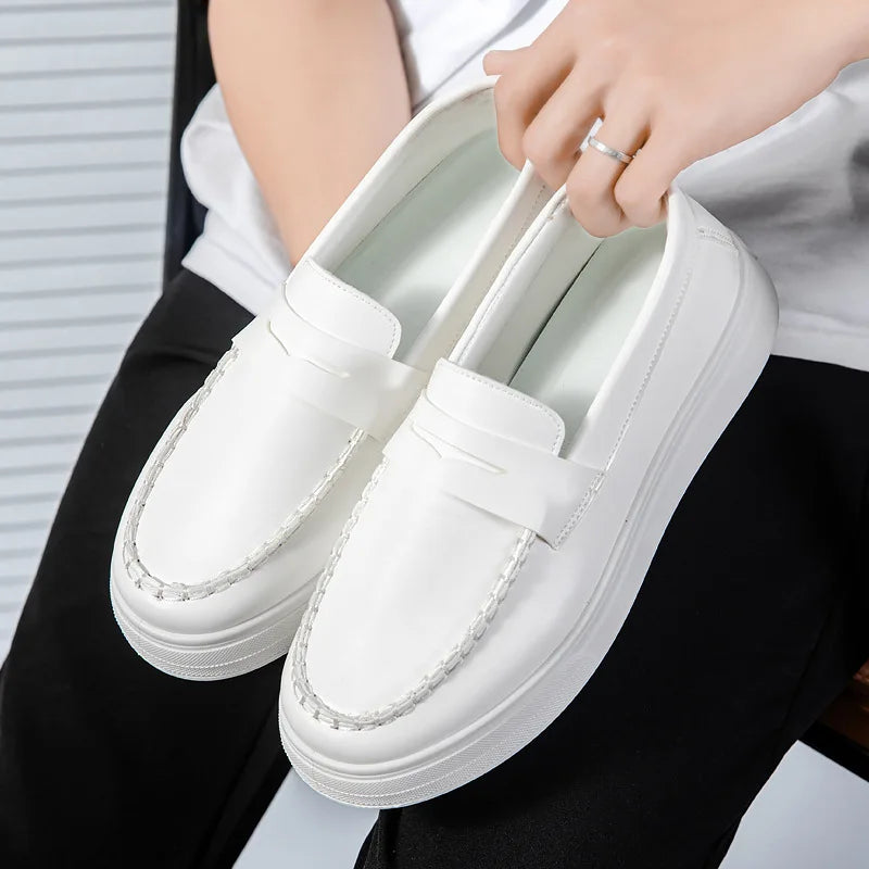 New breathable men's single shoes British style loafers fashionable casual leather shoes