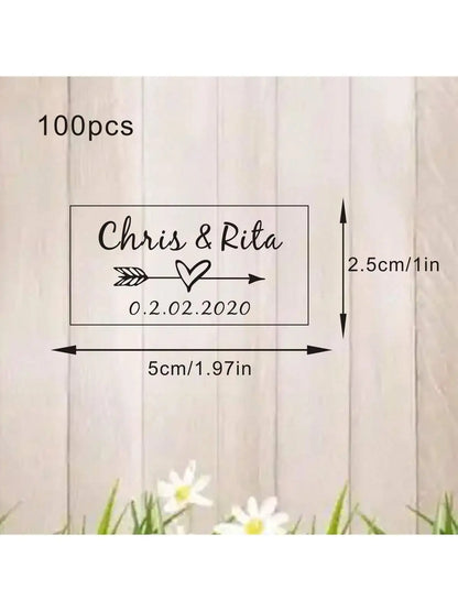 100 Wedding Bubble Tags Bubble Stick Transparent Tags, Wedding Stickers, Transparent Tags, Custom Names and Dates