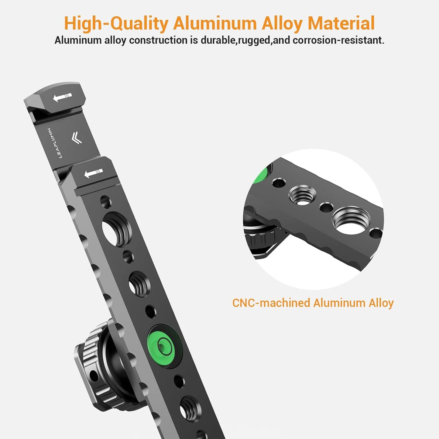 Dual Cold Shoe Mount for Vlogging, Metal Microphone Mount with 1/4" Tripod Screw & 4 Screw Holes for DSLR, Microphone