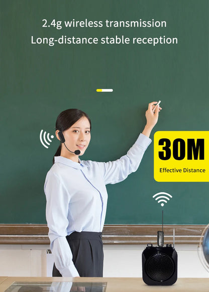 2.4G Head-mounted Wireless Lavalier Microphone Set Transmitter with Receiver for Amplifier Voice Speaker Teaching Tour Guide
