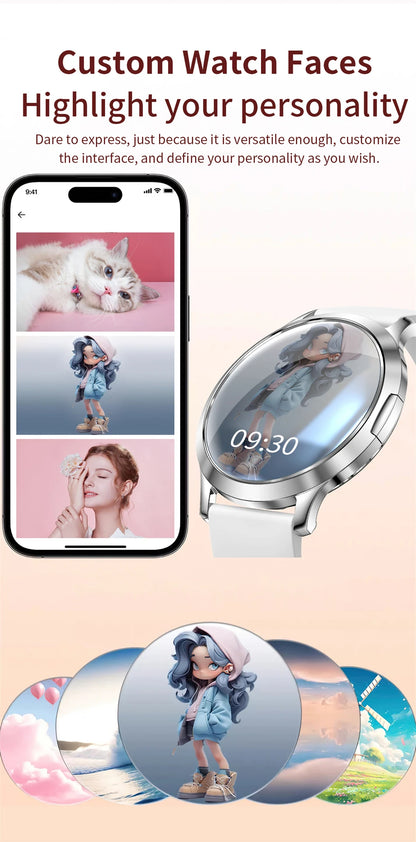Nowy Smartwatch dla Kobiet 1.32 Cala AMOLED HD Ekran Sportowy Fitness Wodoodporny Zegarek Połączenia Bluetooth Cyfrowy Smartwatch Damski