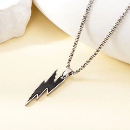 TOHM Fashion Stainless Steel Lightning Pendants Necklace  Hip Hop Party Gifts Waterproof Charms Jewelry Not Fading