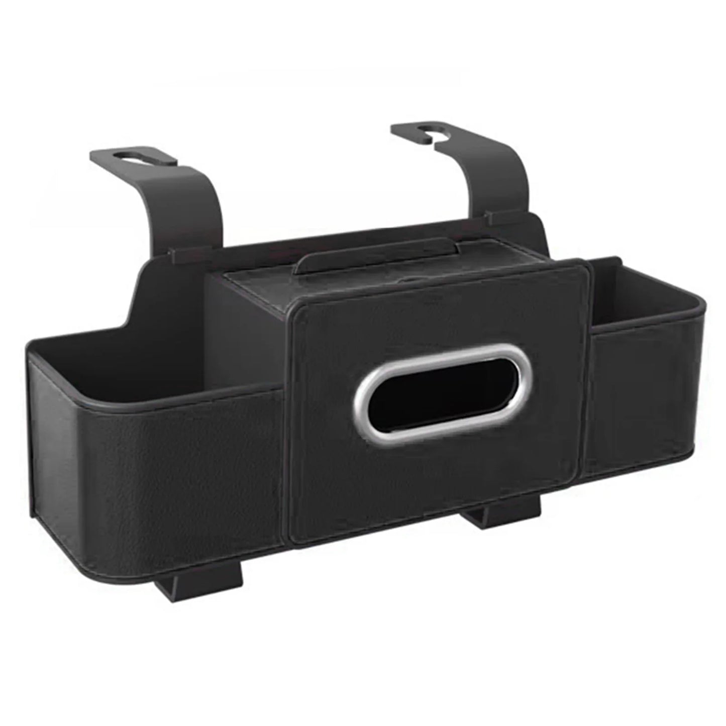 Multifunctional Car Organizer with Cup Holder Tissue Box and Hooks Vehicle Seat Back Hanging Storage Box Travel Accessories