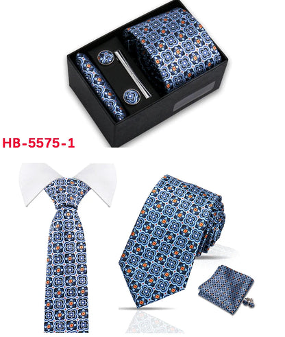 Classic Mens Tie Set Paisley Hanky Cufflinks In Gift Box Jacquard Woven Neckties Set For Men Formal Wedding Fashion Accessories