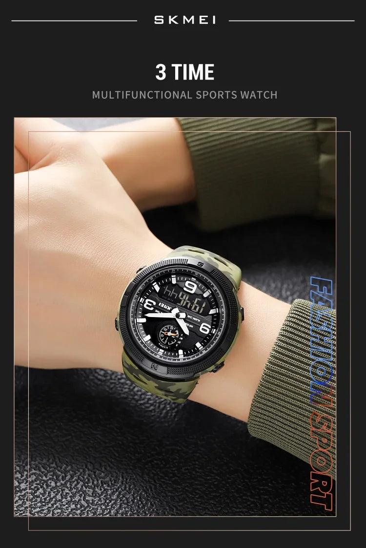 SKMEI  Outdoor Sports Men's Electronic 1655 Watch Dual Display Multi functional Waterproof Student Exploration Watch