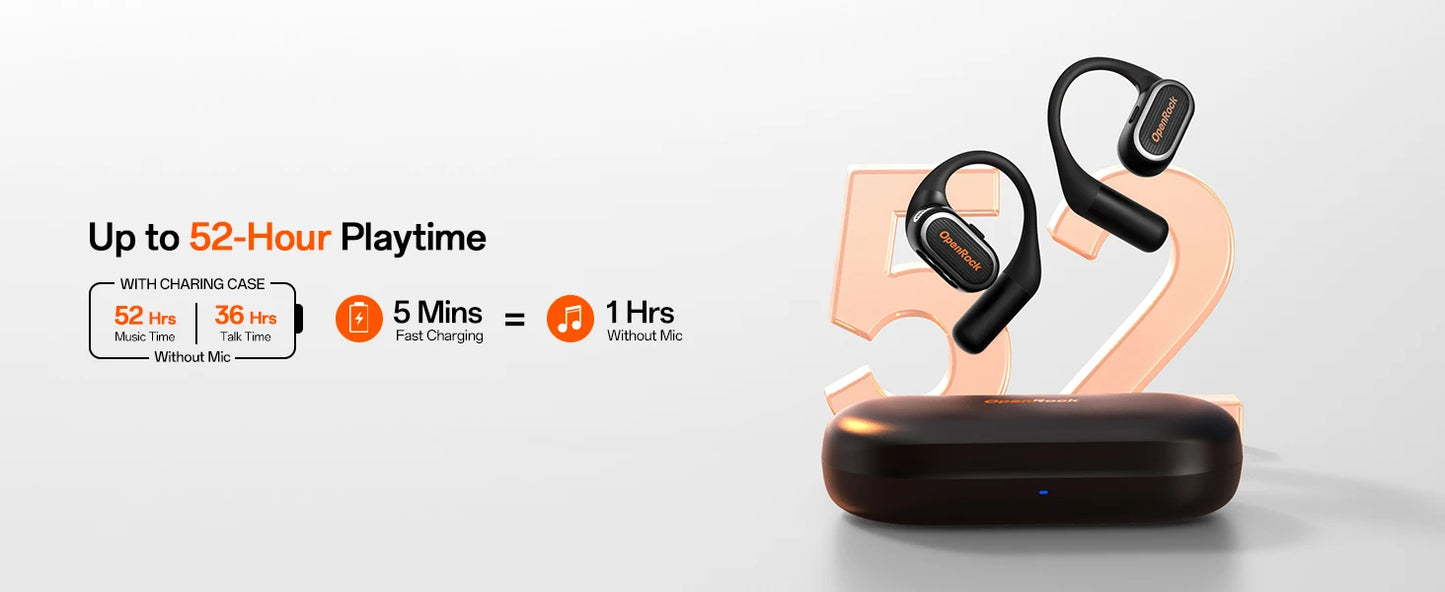 OpenRock Link 20 AI Translator Bluetooth 6.0 Earphones Open Ear Wireless Headphones With Magnetic ENC Mic IPX7 Sport Earbuds APP