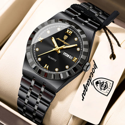 POEDAGAR Elegant Casual Ladies Watch Luminous Waterproof Week Date Fashion Woman Wristwatch Stainless Steel Women Quartz Watches