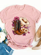 Floral Cowboy Boots Women's Tee - Western Style Graphic, Country-Inspired Print for Casual Daily Wear
