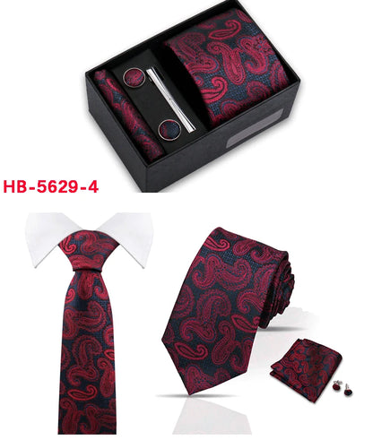 Classic Mens Tie Set Paisley Hanky Cufflinks In Gift Box Jacquard Woven Neckties Set For Men Formal Wedding Fashion Accessories