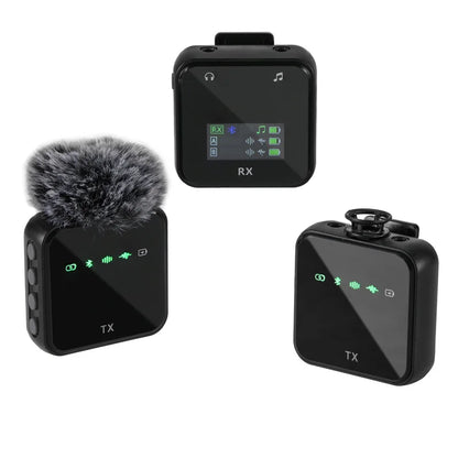 Wireless Lavalier Microphone System Bluetooth Audio Video Voice Recording Mic for iPhone Android Mobile Phone Interview Camera