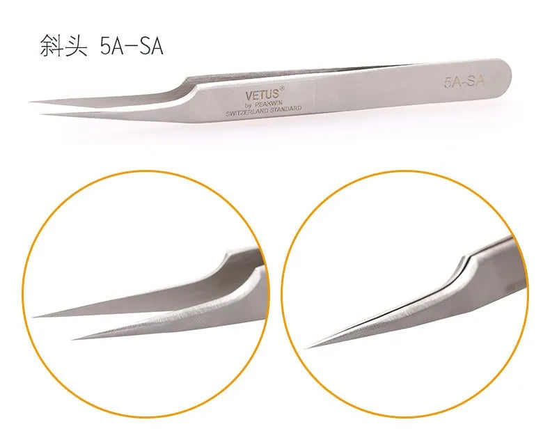 100% brand Stainless Steel anti-static eyelash tweezers superhard Eyelash Extension tool Best Quality Tweezer